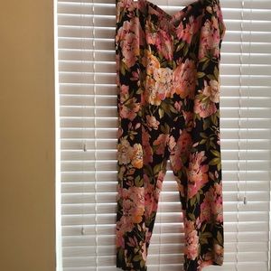 floral printed, soft pants. “flowy” wide leg.
